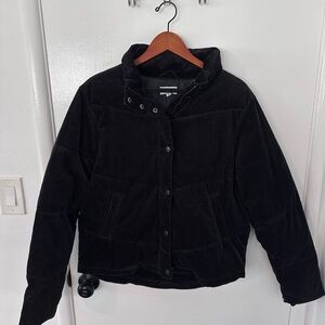Splendid Milla Cord Puffer Jacket Black Corduroy Black Cotton Blend Jacket